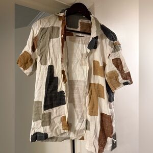 Zara. Short sleeve button down 80/20 viscose/linen. Medium.
